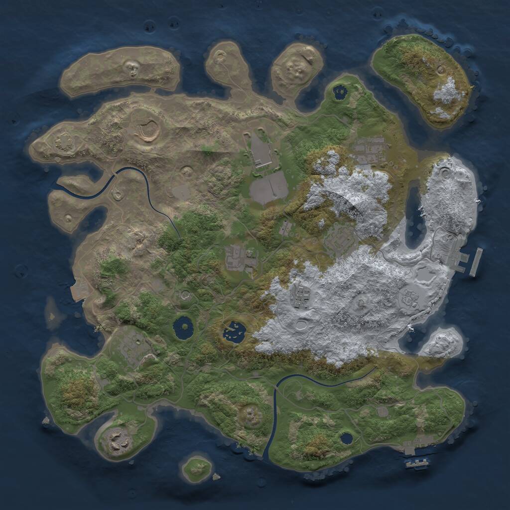 Rust Map: Procedural Map, Size: 3550, Seed: 7764035, 15 Monuments