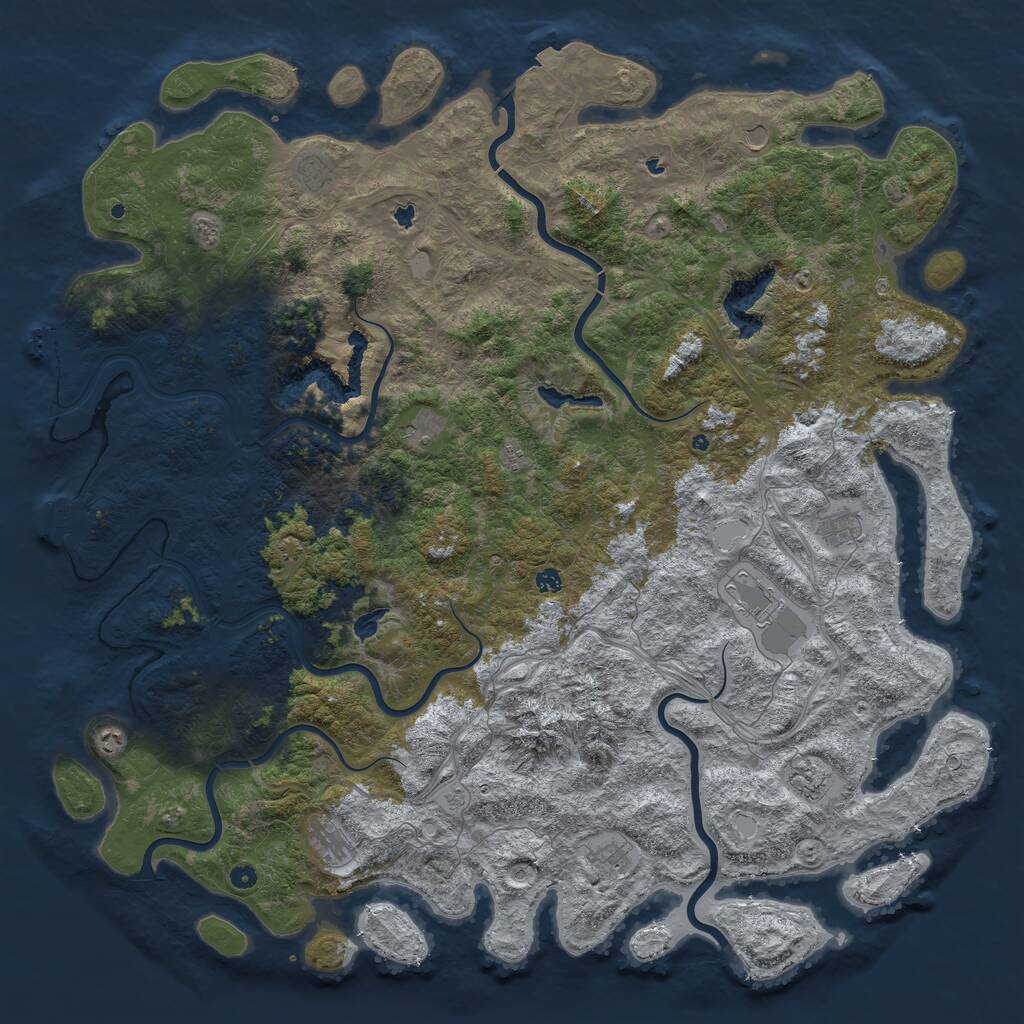 Rust Map: Procedural Map, Size: 6000, Seed: 214549656, 17 Monuments