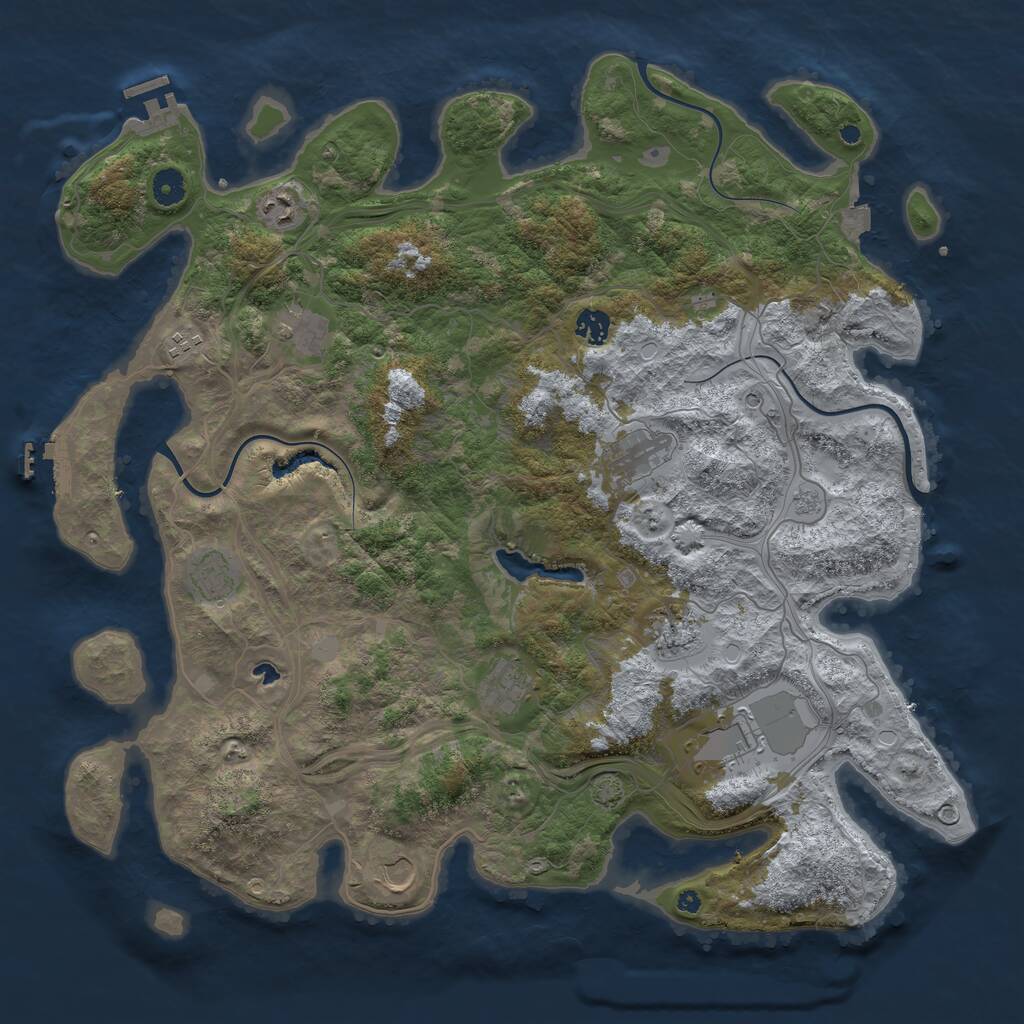 Rust Map: Procedural Map, Size: 4400, Seed: 20164660, 16 Monuments