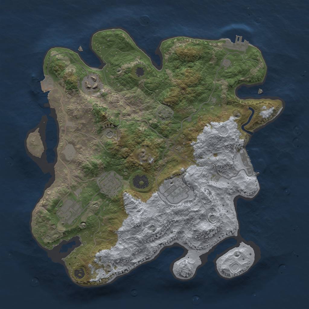 Rust Map: Procedural Map, Size: 3000, Seed: 19616, 11 Monuments