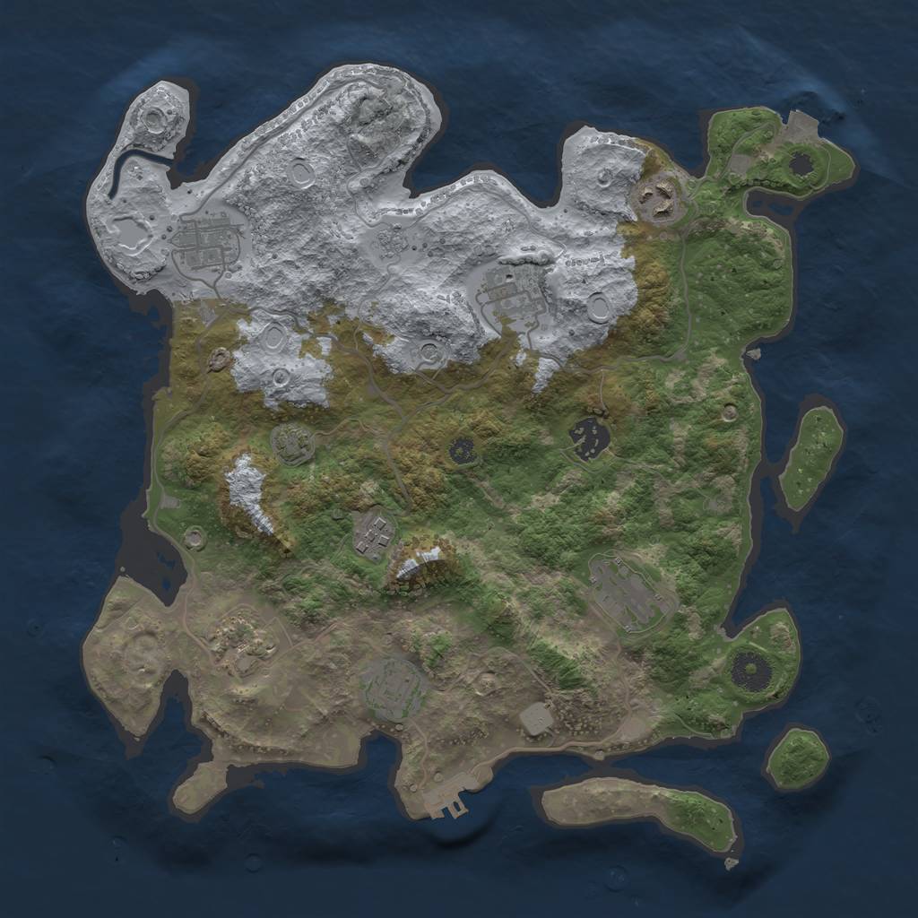 Rust Map: Procedural Map, Size: 3450, Seed: 14590003, 15 Monuments