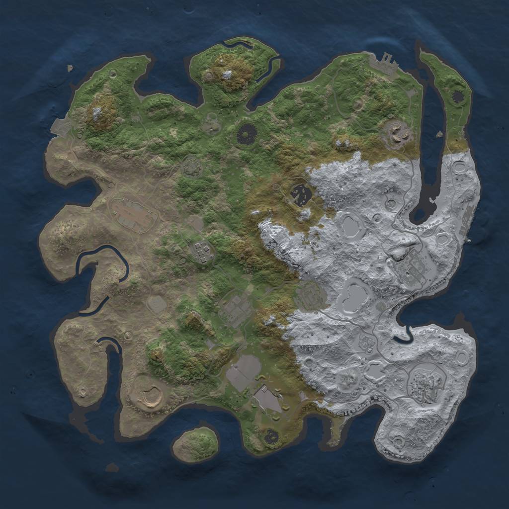 Rust Map: Procedural Map, Size: 3700, Seed: 76036260, 18 Monuments