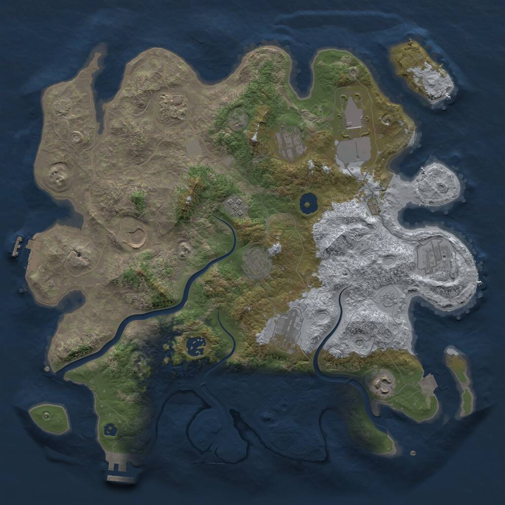 Rust Map: Procedural Map, Size: 3800, Seed: 4479366, 16 Monuments