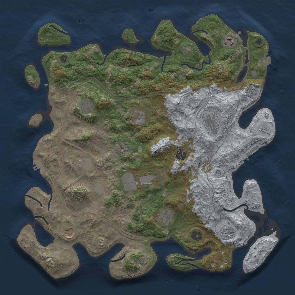 Rust Map: Procedural Map, Size: 4250, Seed: 1492796163, 19 Monuments