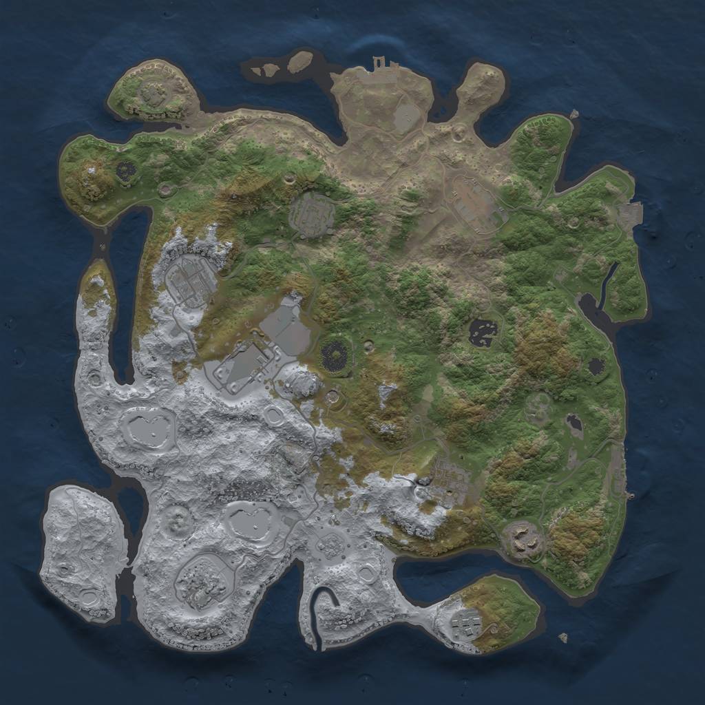 Rust Map: Procedural Map, Size: 3650, Seed: 32310096, 17 Monuments