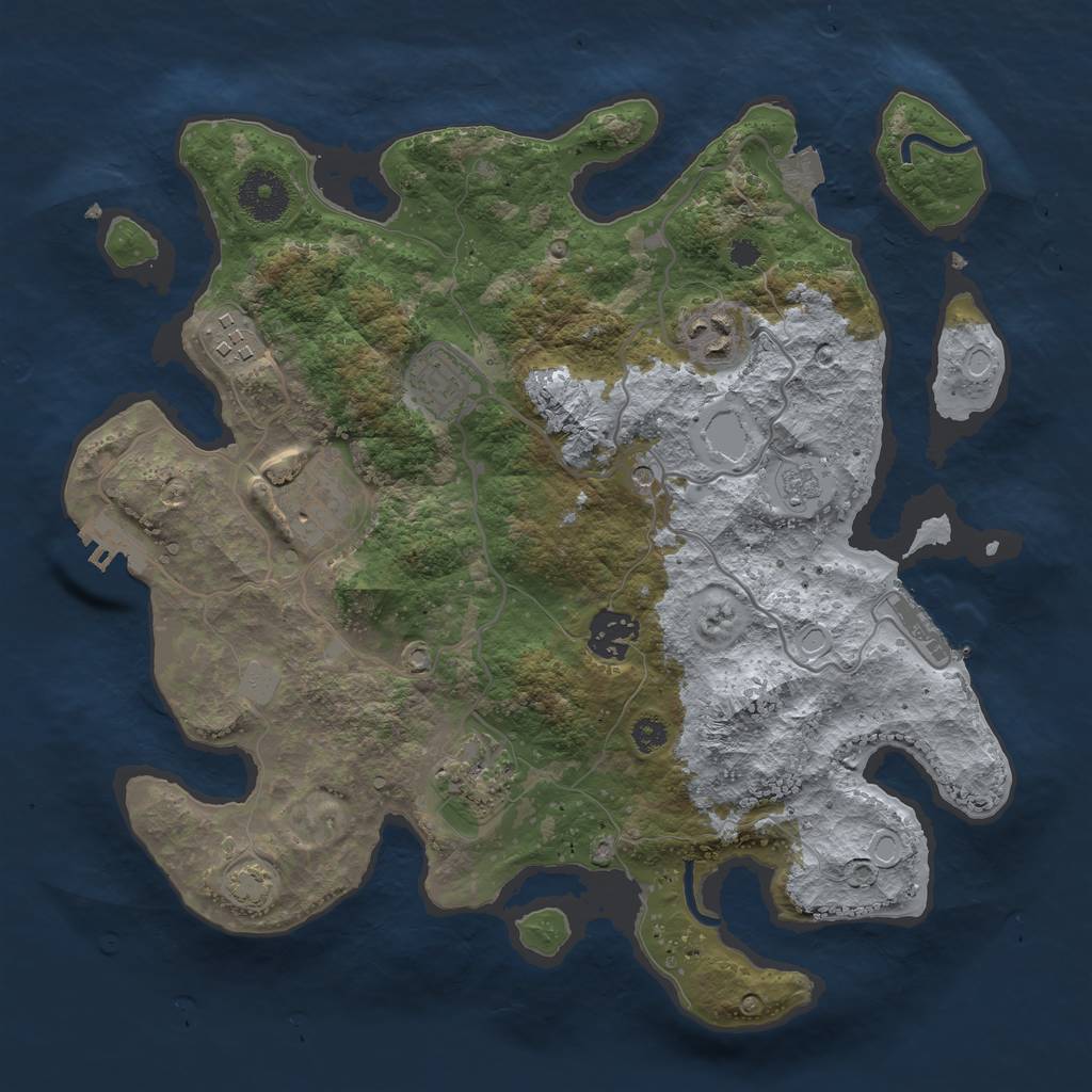 Rust Map: Procedural Map, Size: 3250, Seed: 75479, 14 Monuments