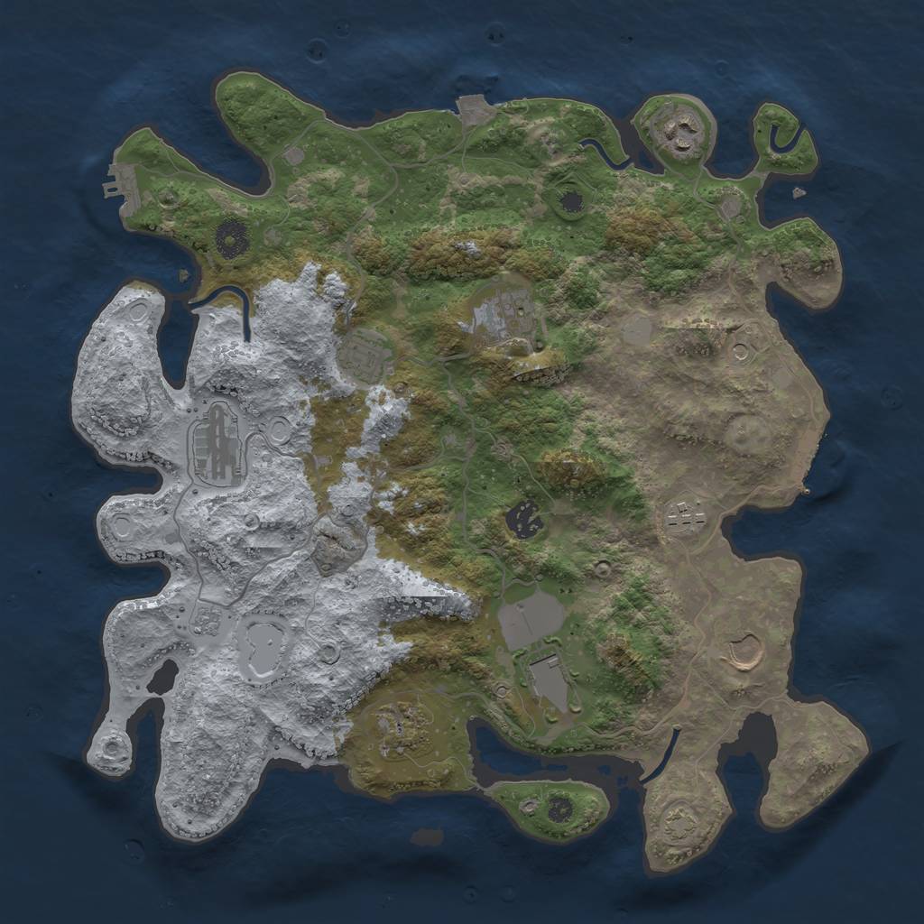 Rust Map: Procedural Map, Size: 3750, Seed: 1217165550, 17 Monuments