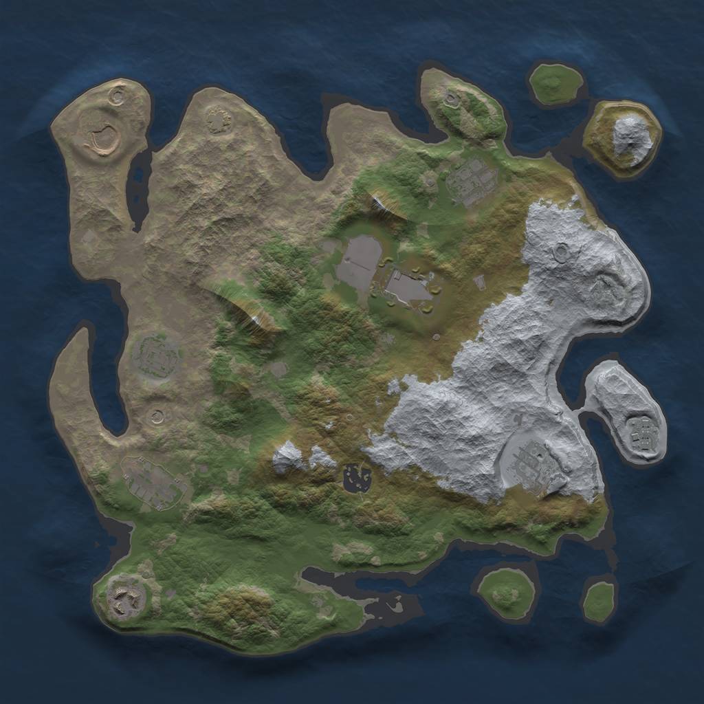 Rust Map: Barren, Size: 3500, Seed: 66608264, 13 Monuments