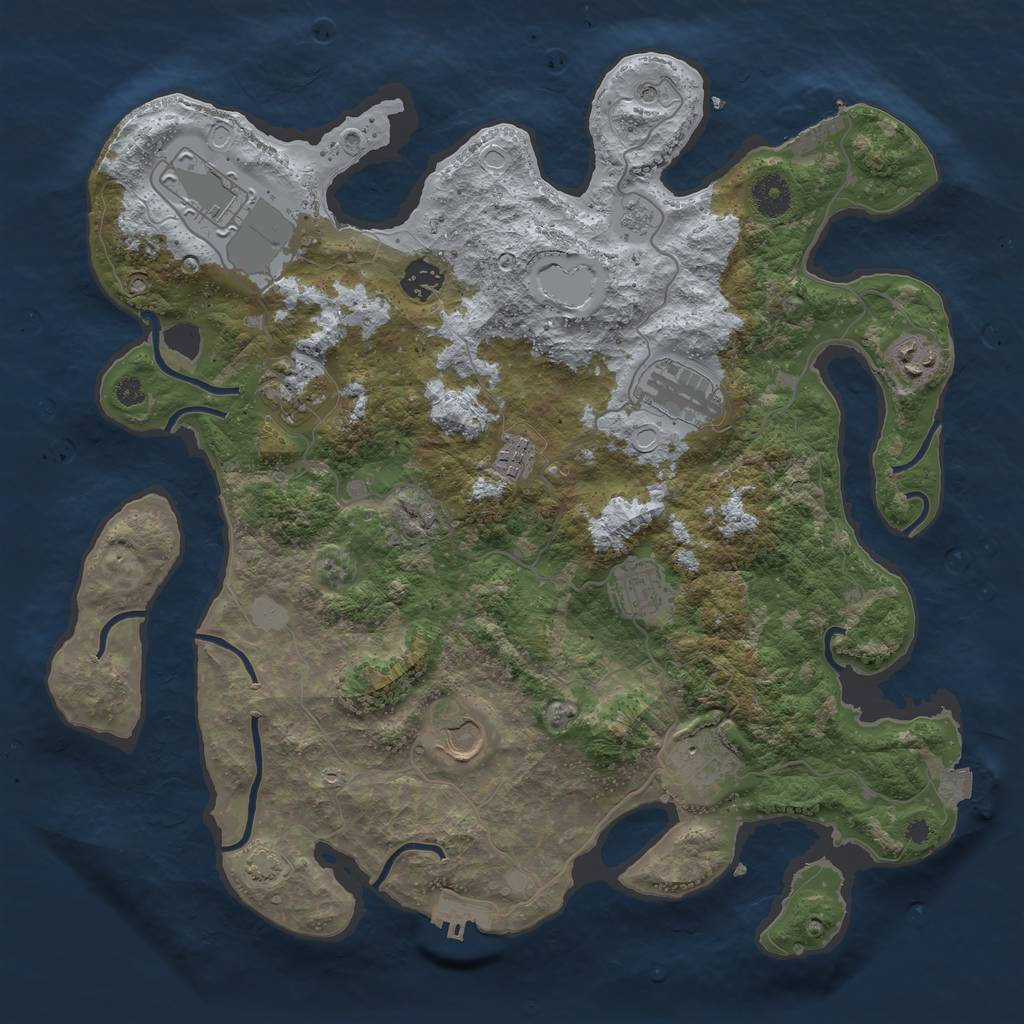 Rust Map: Procedural Map, Size: 3800, Seed: 151723615, 17 Monuments