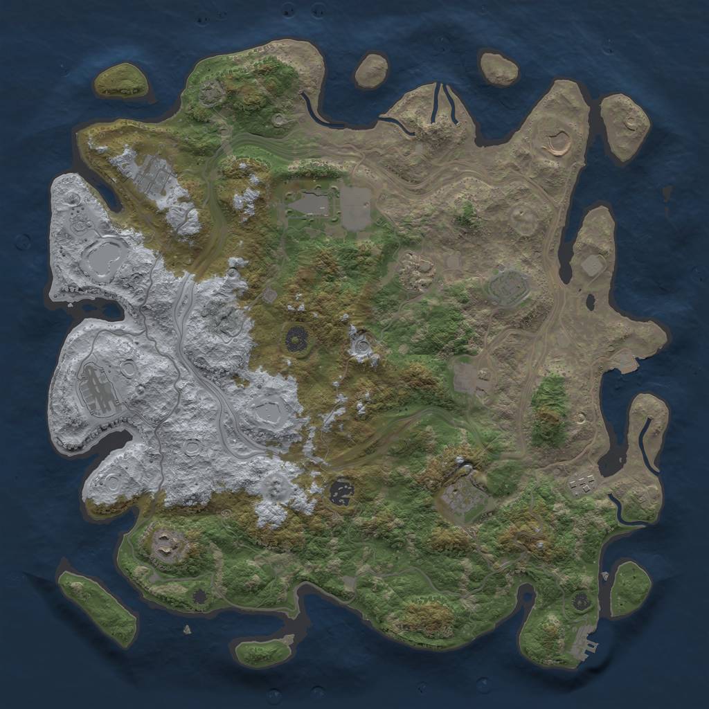 Rust Map: Procedural Map, Size: 4250, Seed: 1222299996, 18 Monuments