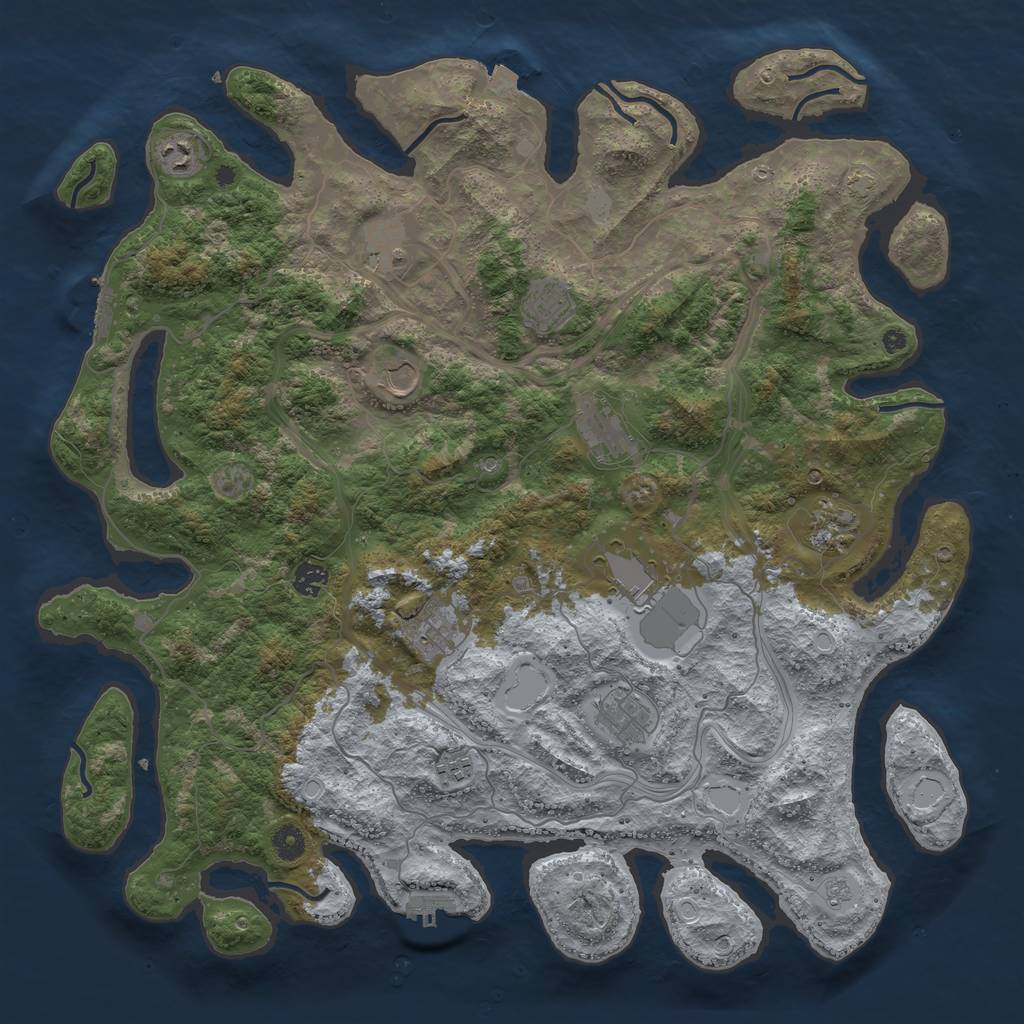 Rust Map: Procedural Map, Size: 4500, Seed: 73317331, 19 Monuments