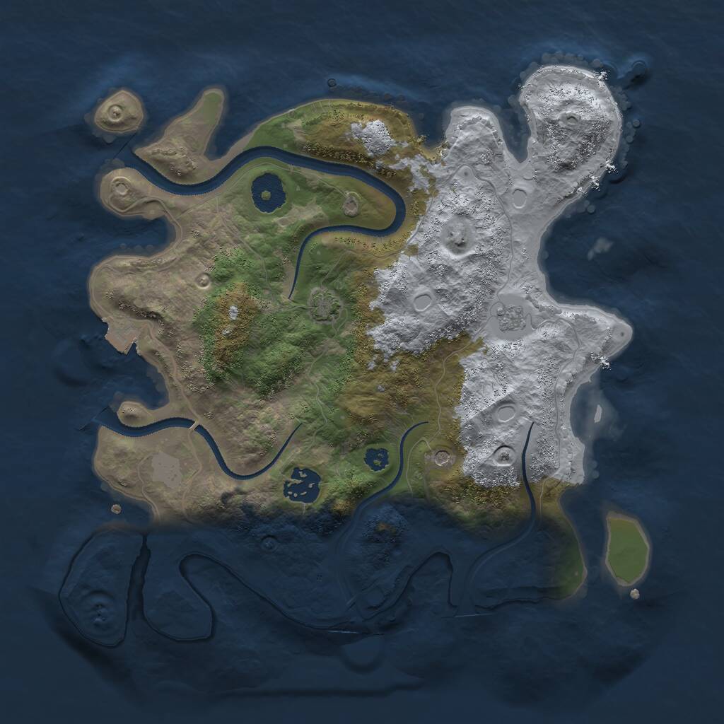 Rust Map: Procedural Map, Size: 3000, Seed: 7888652, 5 Monuments