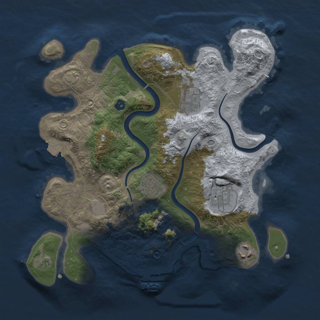 Rust Map: Procedural Map, Size: 3000, Seed: 7888652, 9 Monuments