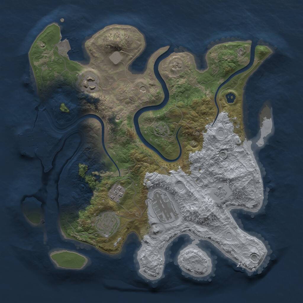 Rust Map: Procedural Map, Size: 3000, Seed: 57519815, 9 Monuments