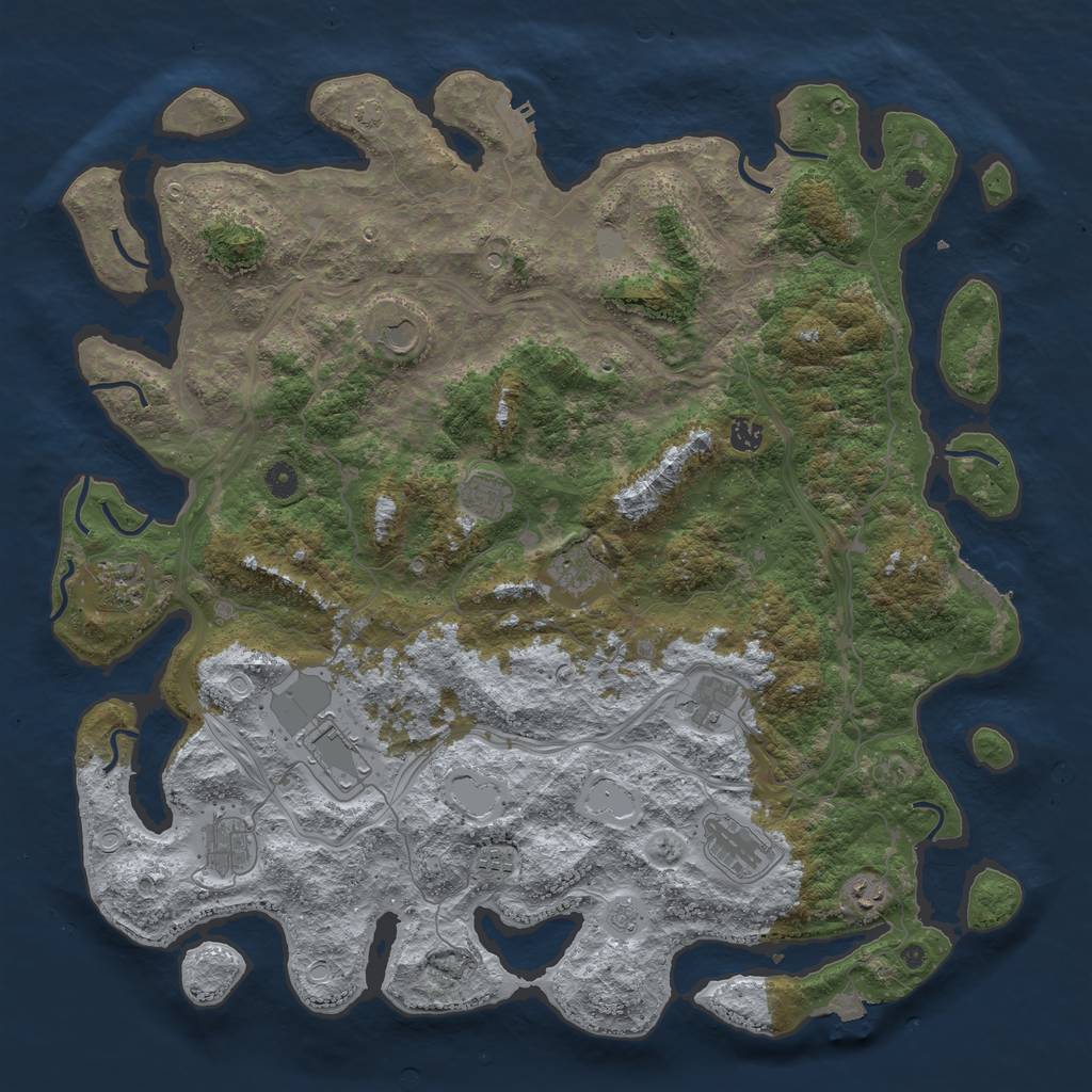 Rust Map: Procedural Map, Size: 4800, Seed: 34416, 19 Monuments