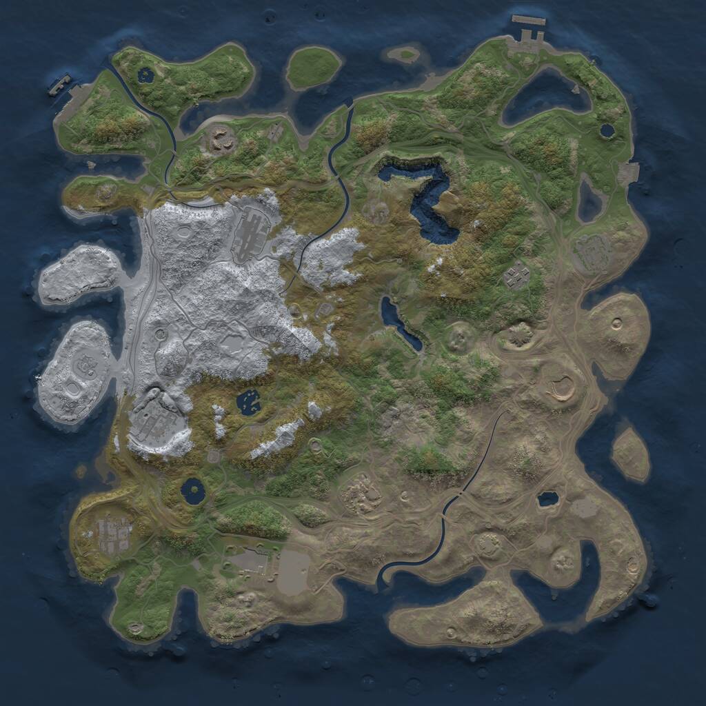 Rust Map: Procedural Map, Size: 4250, Seed: 811761494, 16 Monuments
