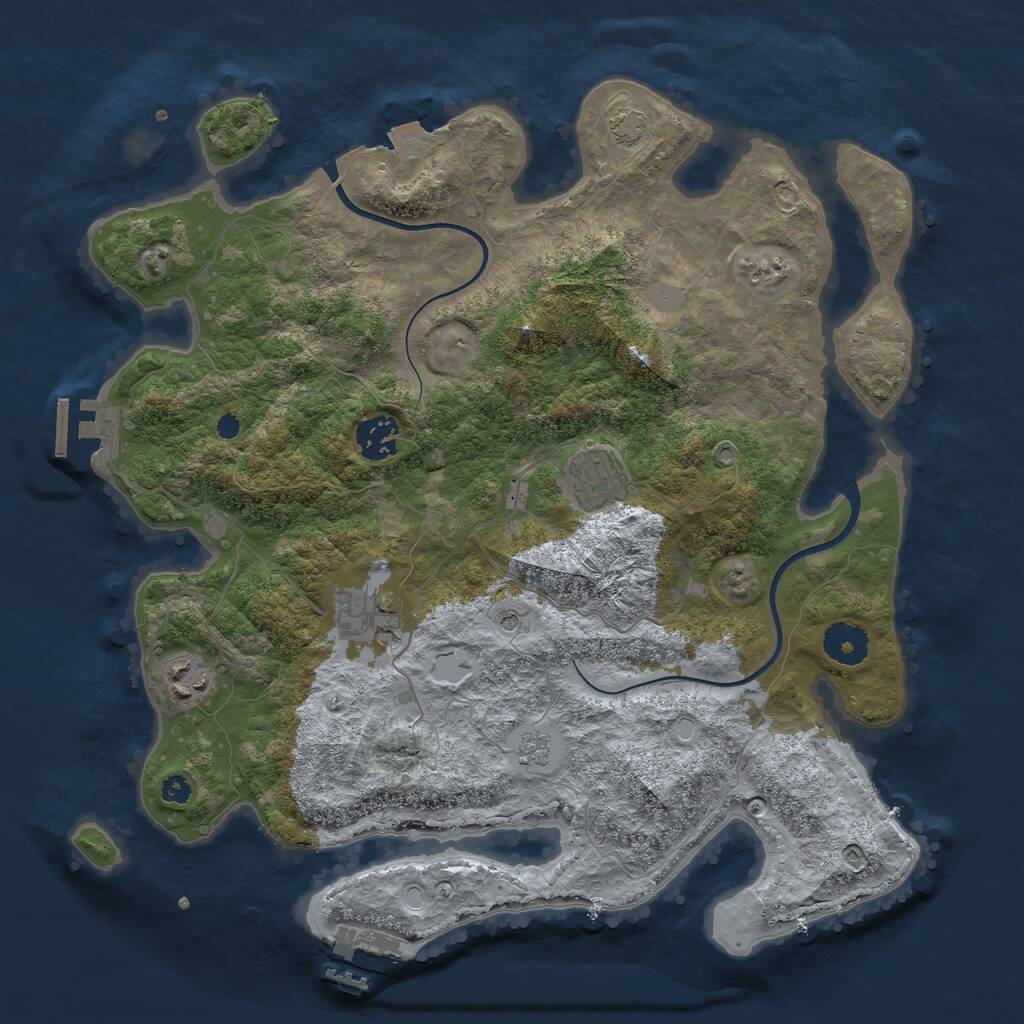 Rust Map: Procedural Map, Size: 3500, Seed: 32322974, 10 Monuments