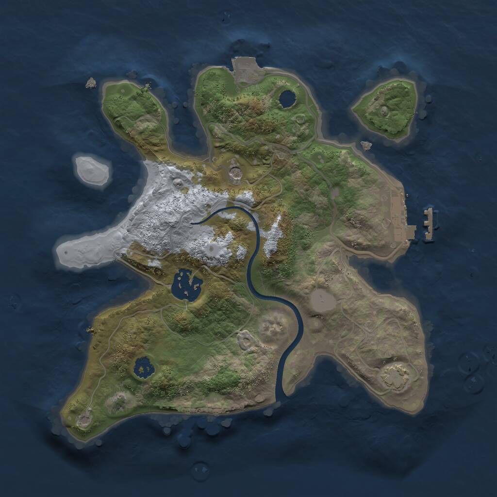Rust Map: Procedural Map, Size: 2400, Seed: 1489406646, 5 Monuments