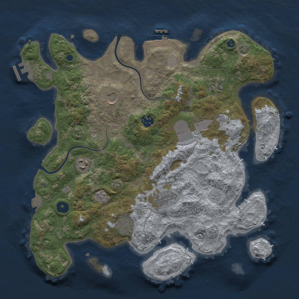 Rust Map: Procedural Map, Size: 3750, Seed: 134653416, 14 Monuments