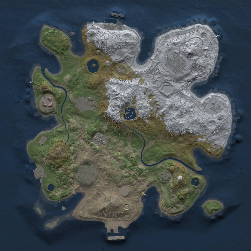 Rust Map: Procedural Map, Size: 3000, Seed: 1909694647, 12 Monuments