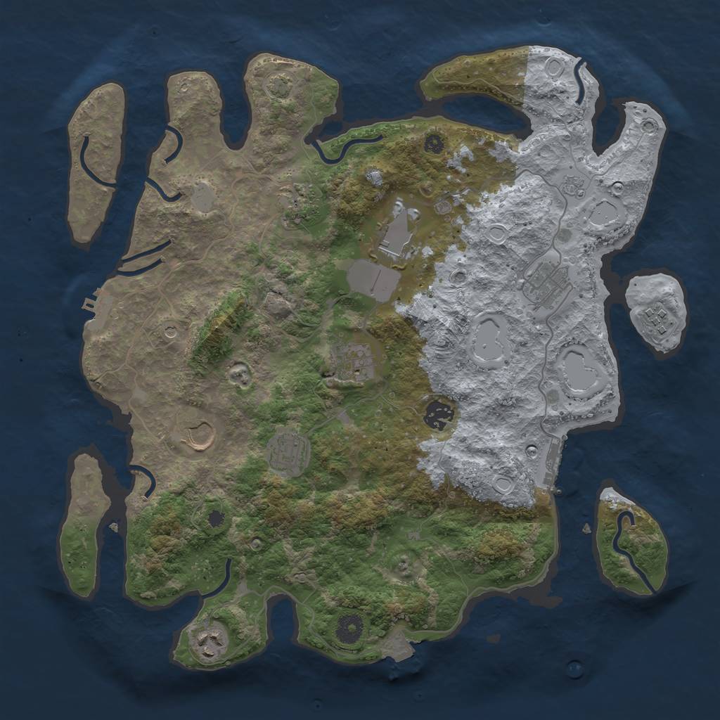 Rust Map: Procedural Map, Size: 3750, Seed: 133653417, 17 Monuments