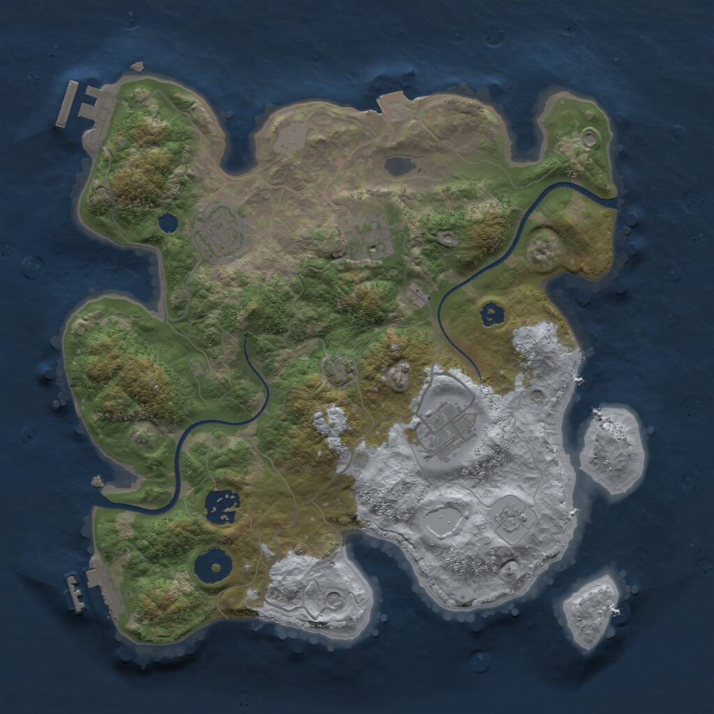 Rust Map: Procedural Map, Size: 3000, Seed: 1144309507, 10 Monuments