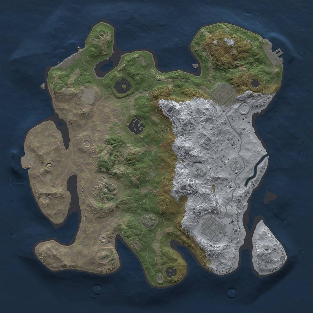 Rust Map: Procedural Map, Size: 3000, Seed: 709214596, 12 Monuments