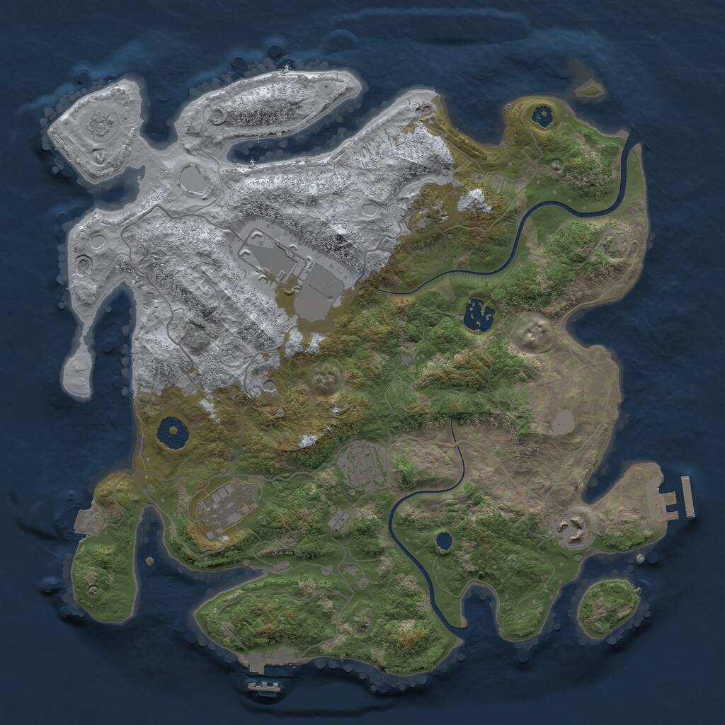 Rust Map: Procedural Map, Size: 3500, Seed: 1903132815, 12 Monuments