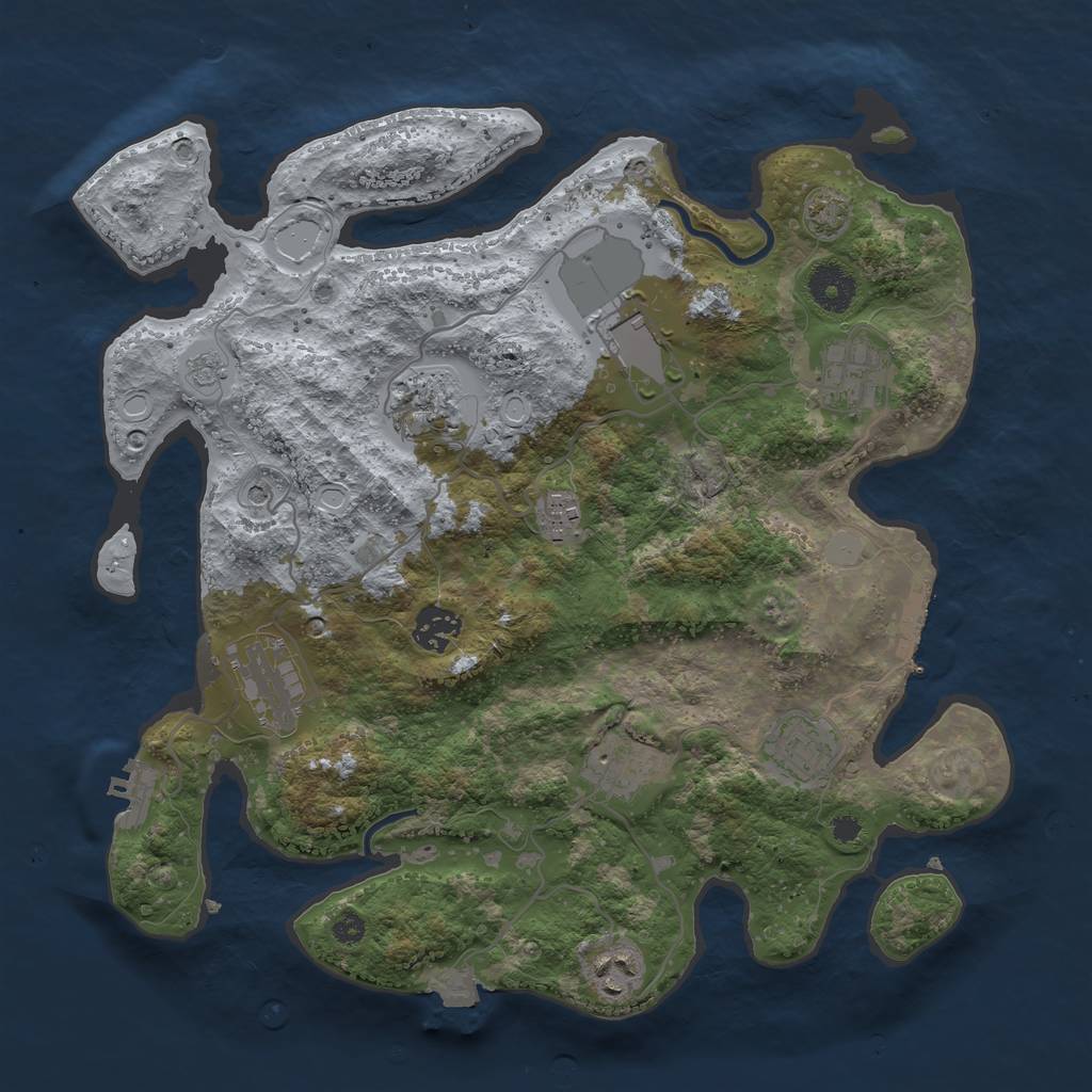 Rust Map: Procedural Map, Size: 3500, Seed: 1903132815, 17 Monuments