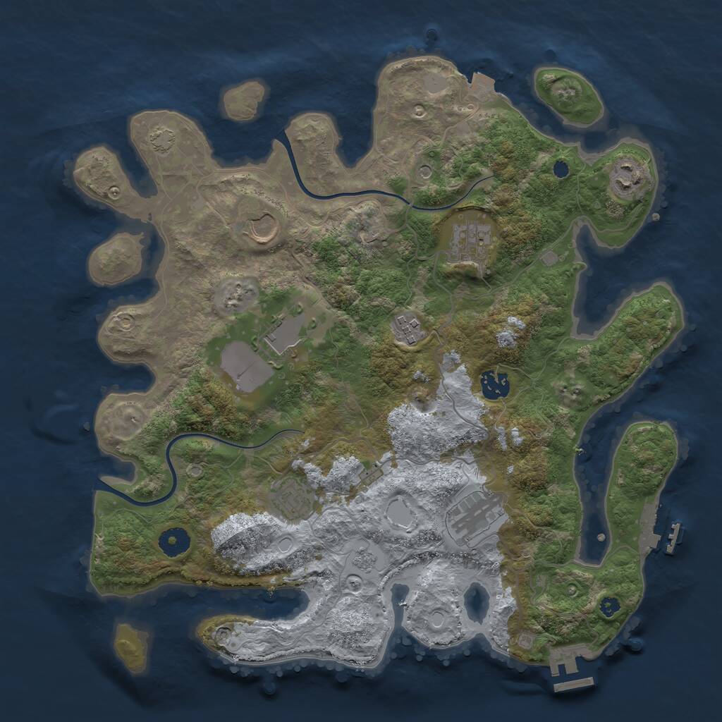 Rust Map: Procedural Map, Size: 3650, Seed: 98091068, 14 Monuments