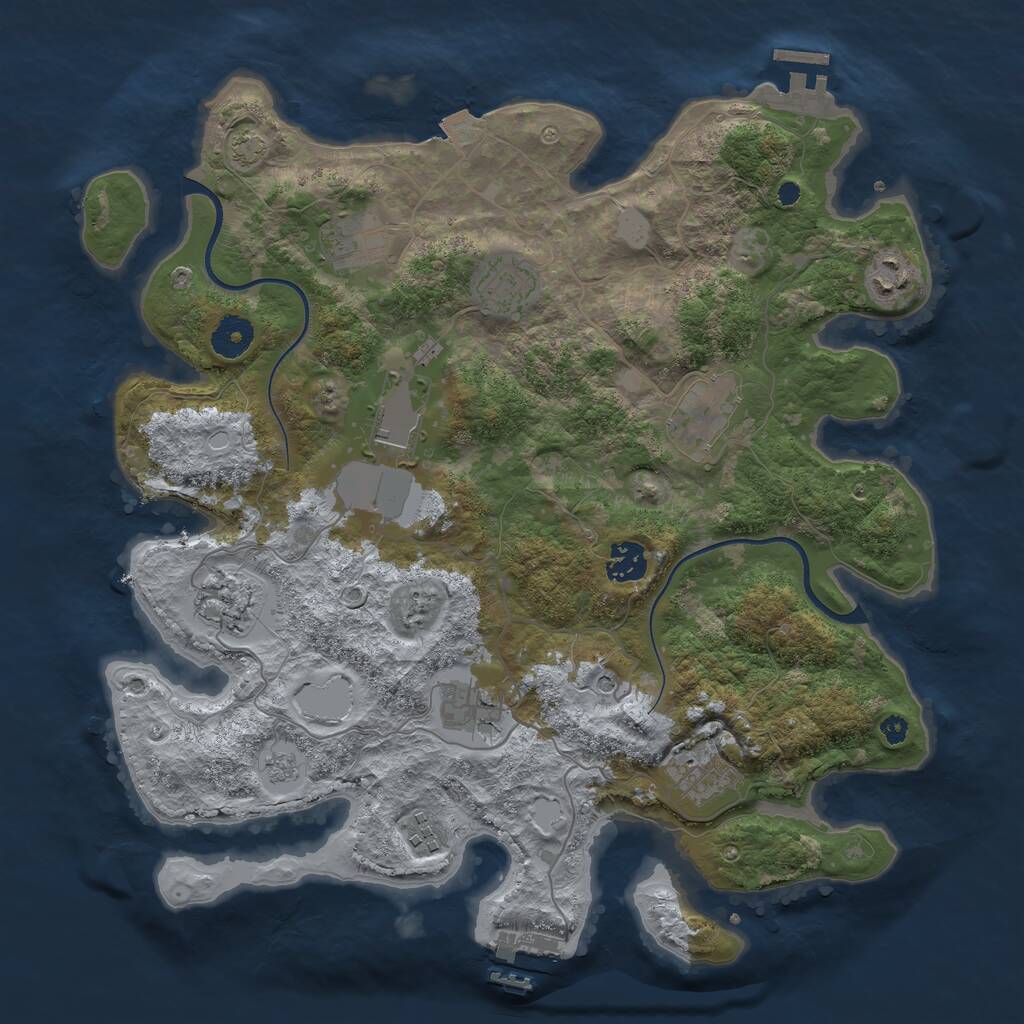 Rust Map: Procedural Map, Size: 3700, Seed: 9555117, 16 Monuments