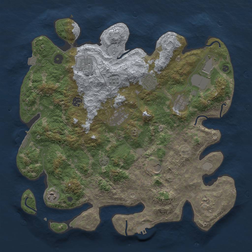 Rust Map: Procedural Map, Size: 3900, Seed: 34737710, 18 Monuments