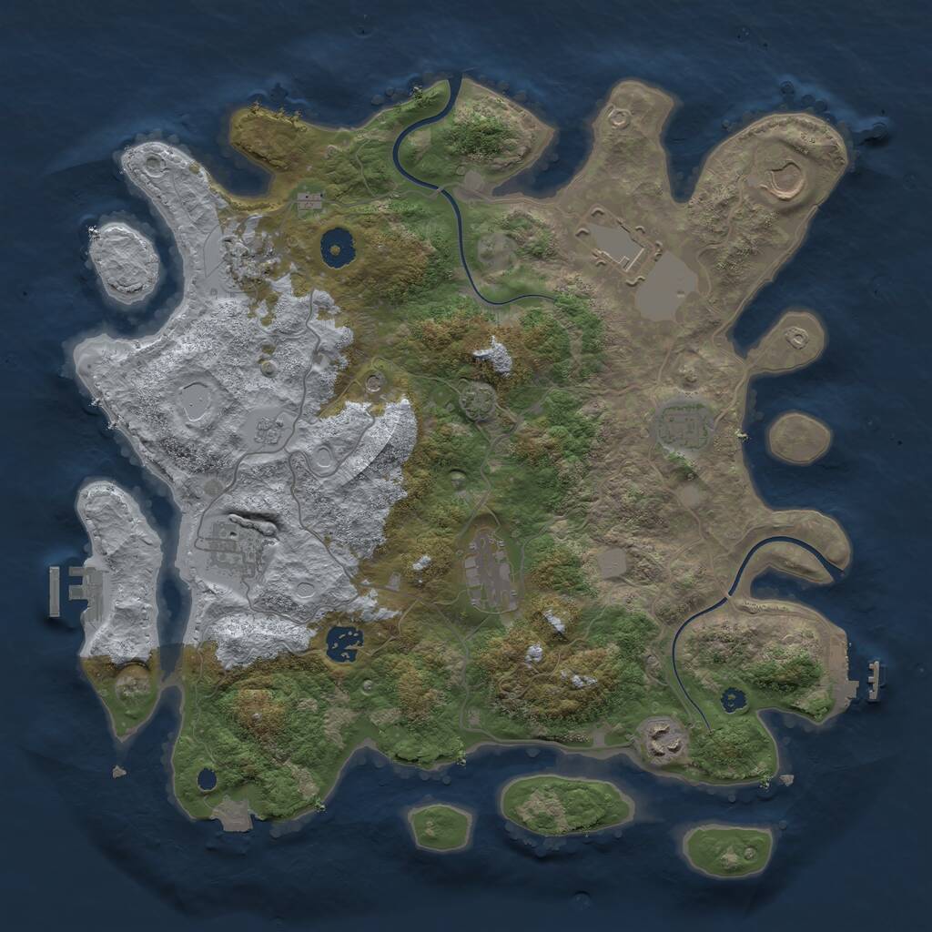Rust Map: Procedural Map, Size: 3750, Seed: 83983786, 14 Monuments