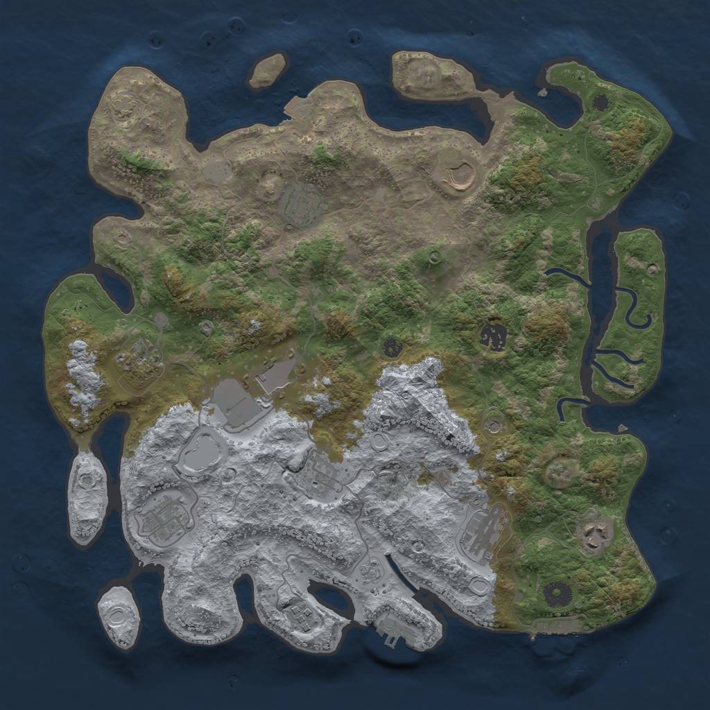 Rust Map: Procedural Map, Size: 3850, Seed: 65255814, 18 Monuments