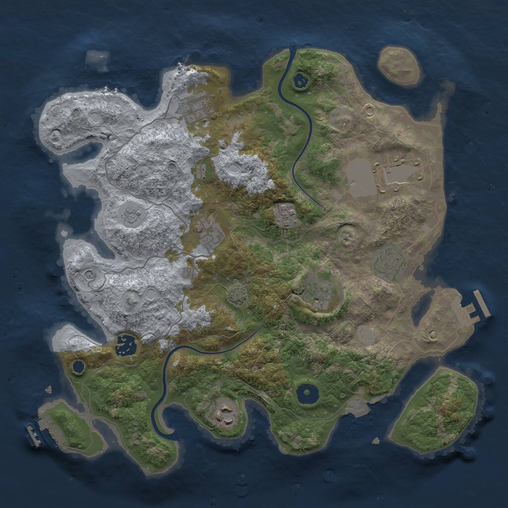Rust Map: Procedural Map, Size: 3500, Seed: 22639381, 14 Monuments