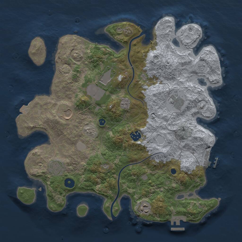 Rust Map: Procedural Map, Size: 3600, Seed: 58280170, 13 Monuments