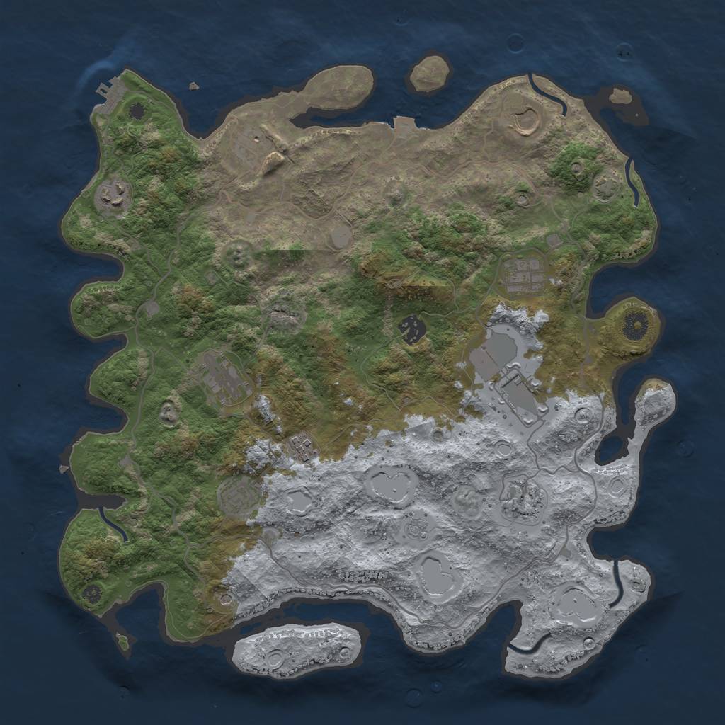 Rust Map: Procedural Map, Size: 4000, Seed: 1378194326, 17 Monuments