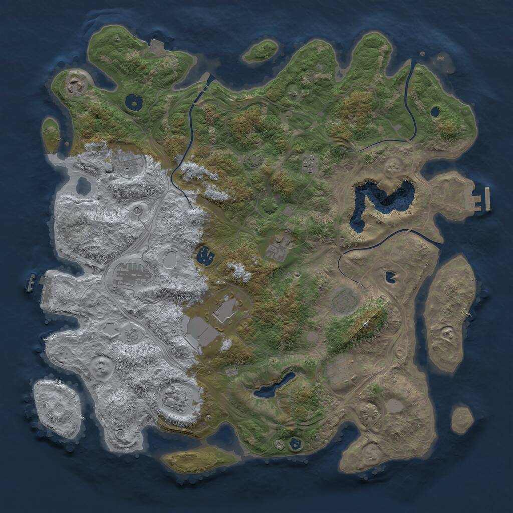 Rust Map: Procedural Map, Size: 4400, Seed: 12122131, 16 Monuments