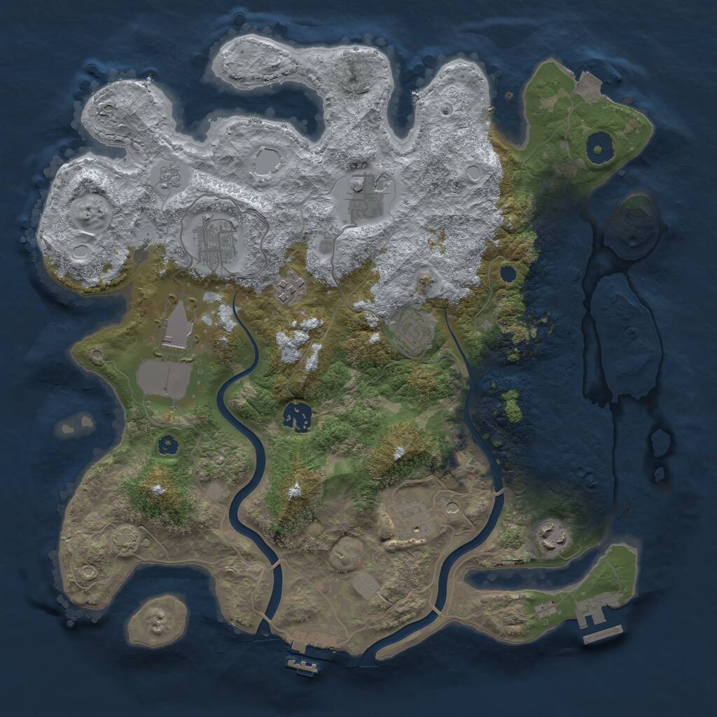 Rust Map: Procedural Map, Size: 3600, Seed: 58709457, 14 Monuments