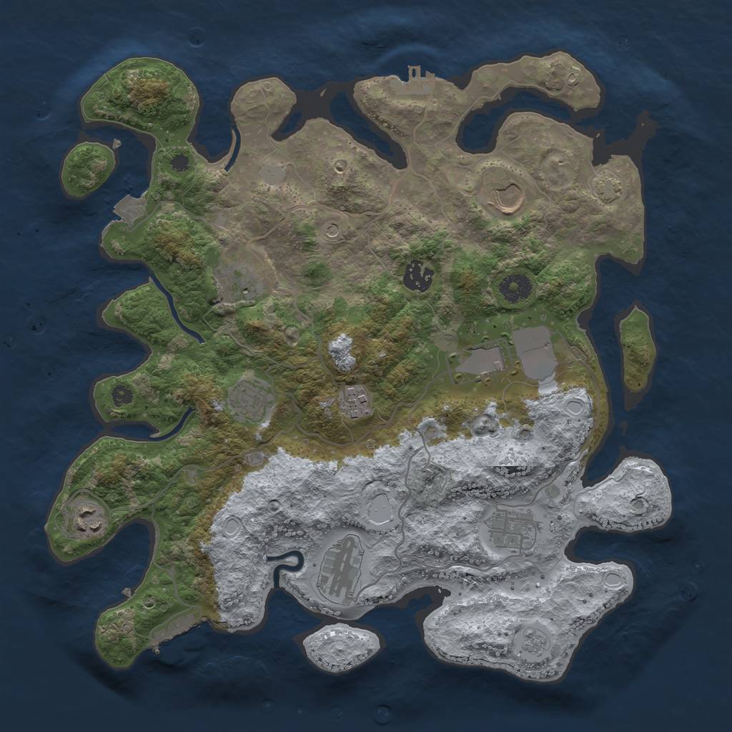 Rust Map: Procedural Map, Size: 3600, Seed: 96572647, 17 Monuments