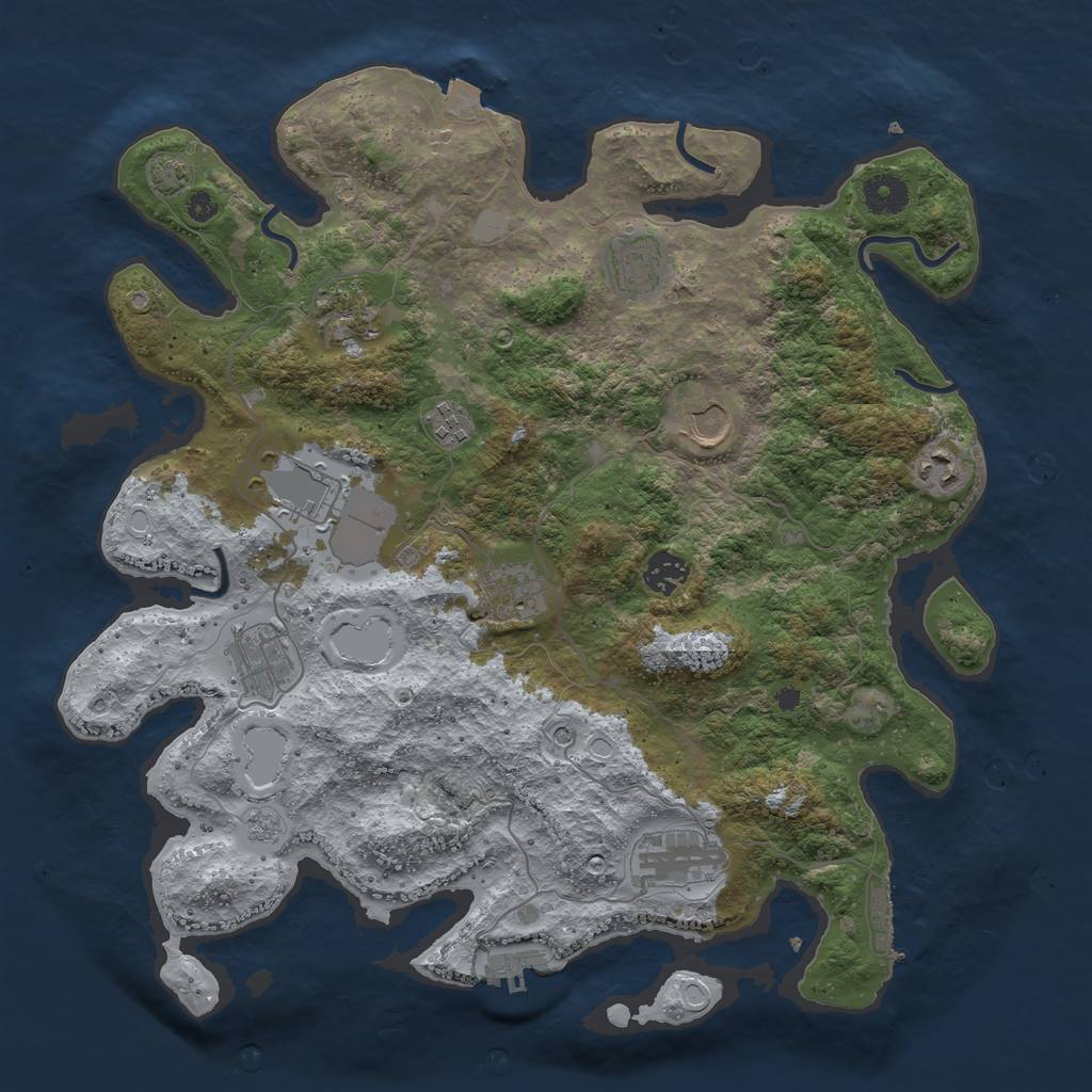 Rust Map: Procedural Map, Size: 3800, Seed: 53366549, 18 Monuments
