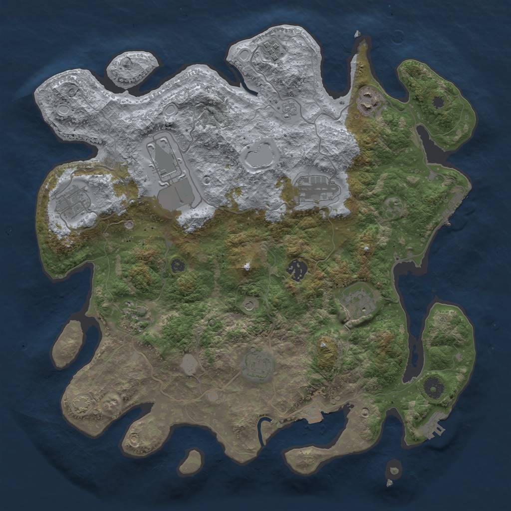 Rust Map: Procedural Map, Size: 3750, Seed: 17762077, 17 Monuments