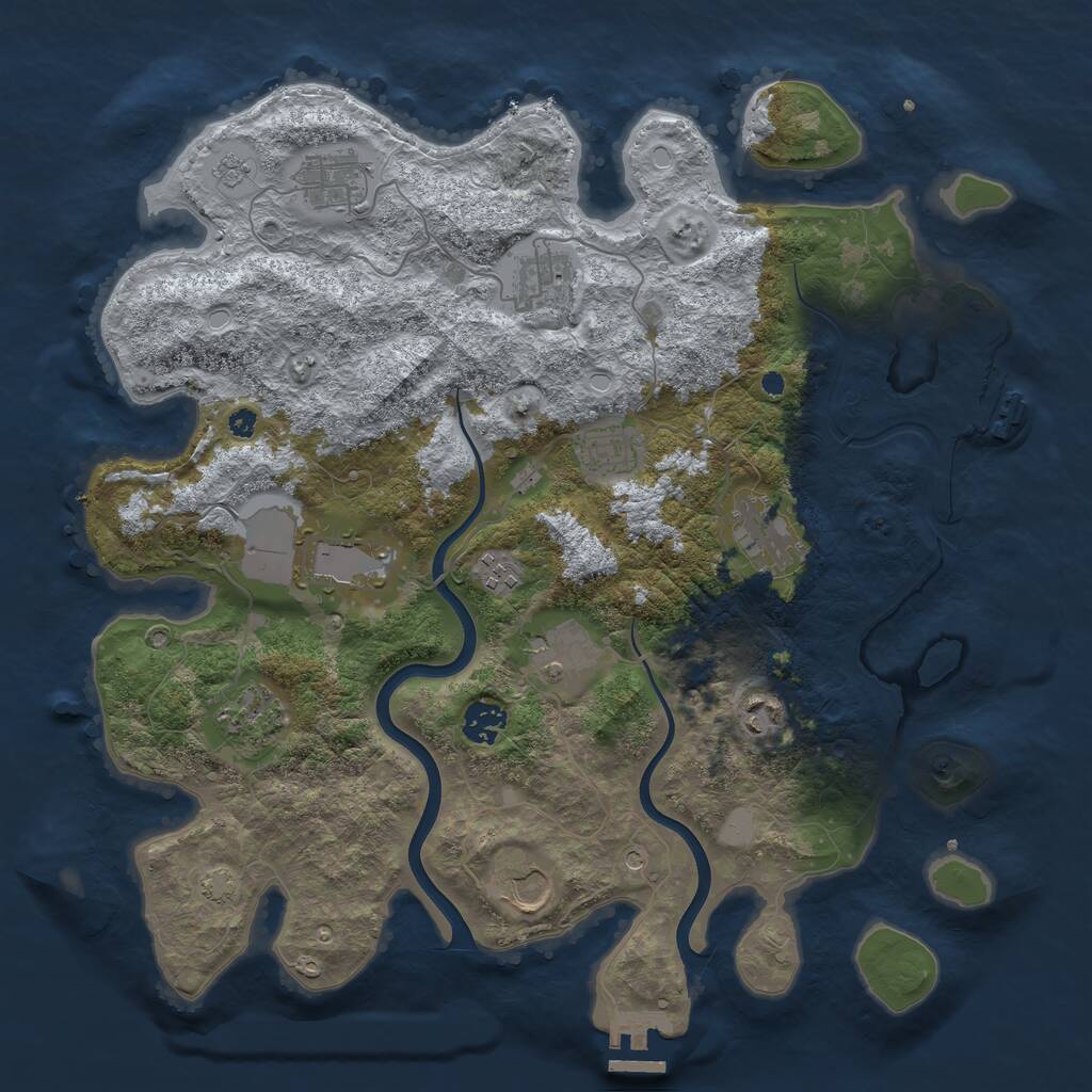 Rust Map: Procedural Map, Size: 3850, Seed: 94504928, 17 Monuments