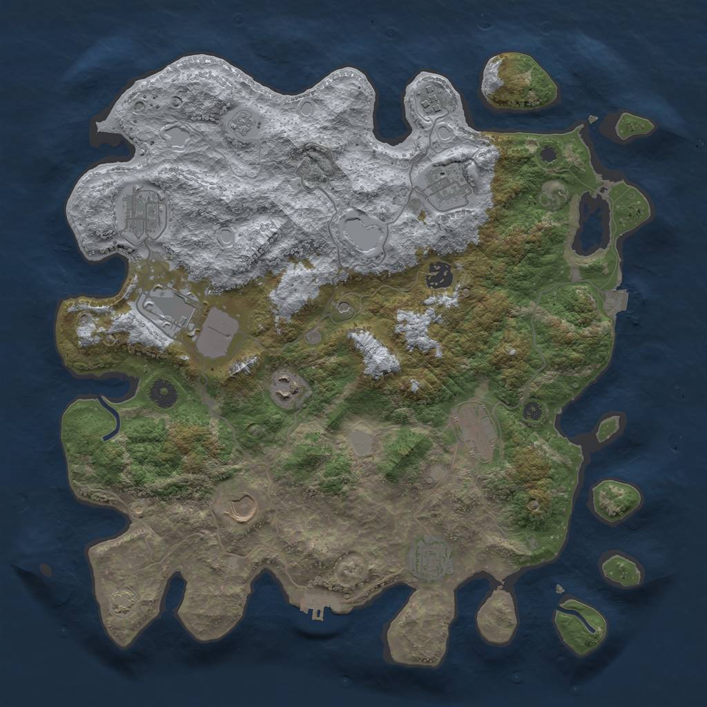 Rust Map: Procedural Map, Size: 3850, Seed: 94504928, 16 Monuments