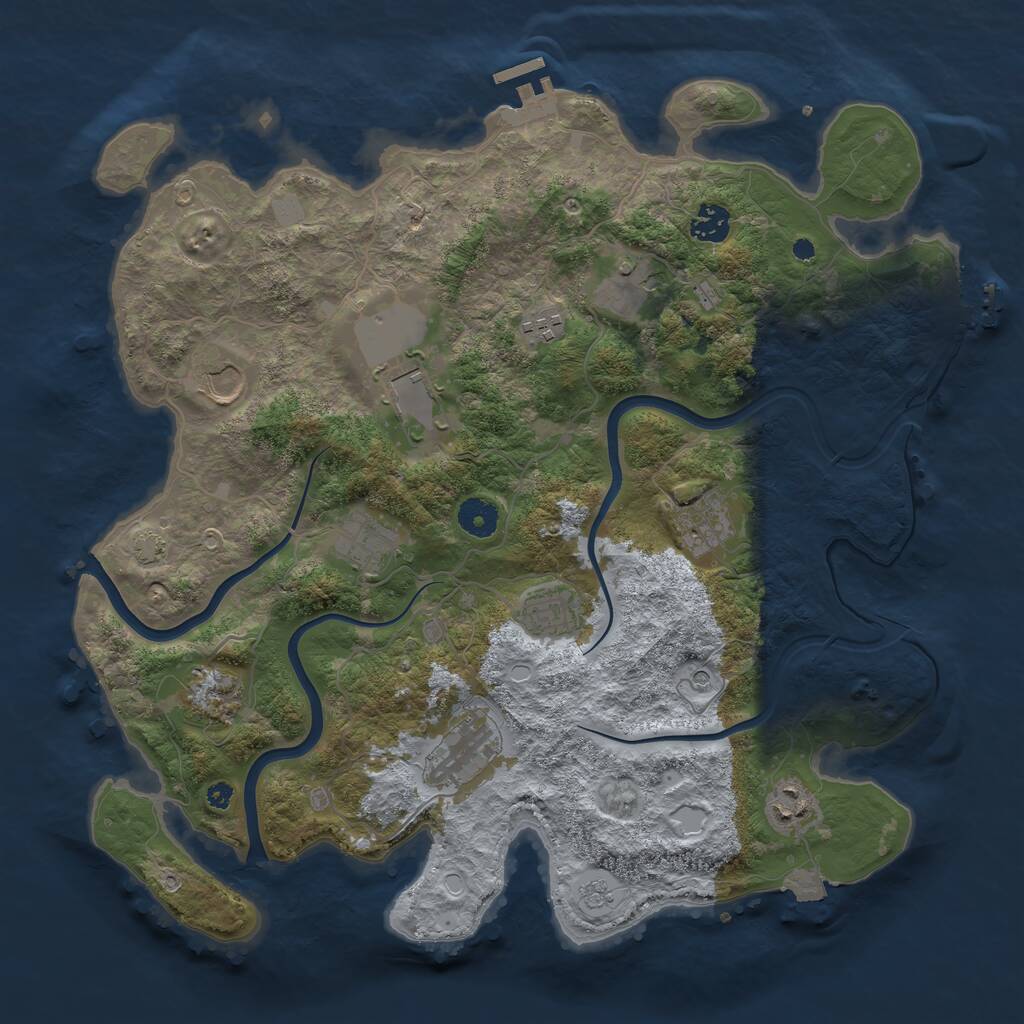 Rust Map: Procedural Map, Size: 3900, Seed: 70786420, 17 Monuments