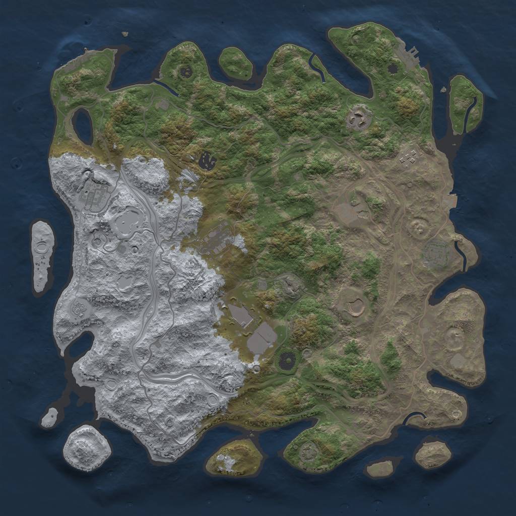 Rust Map: Procedural Map, Size: 4300, Seed: 88425535, 17 Monuments