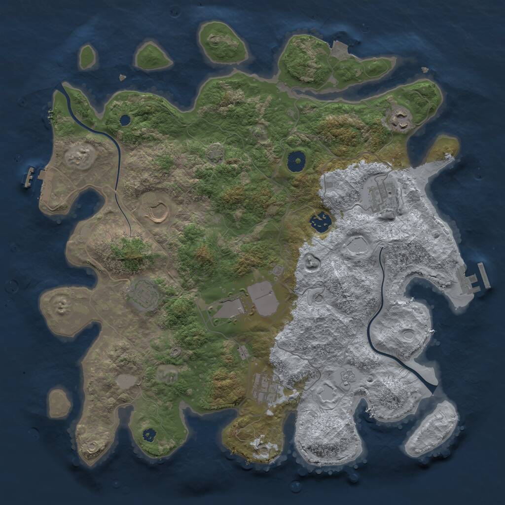 Rust Map: Procedural Map, Size: 3800, Seed: 35170784, 13 Monuments