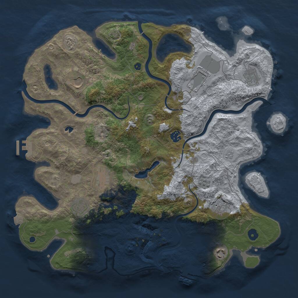 Rust Map: Procedural Map, Size: 4100, Seed: 63568947, 15 Monuments