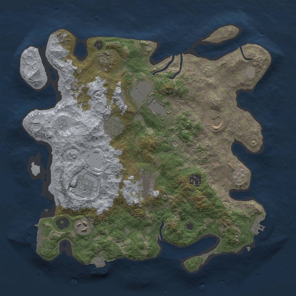 Rust Map: Procedural Map, Size: 3500, Seed: 1509528341, 17 Monuments