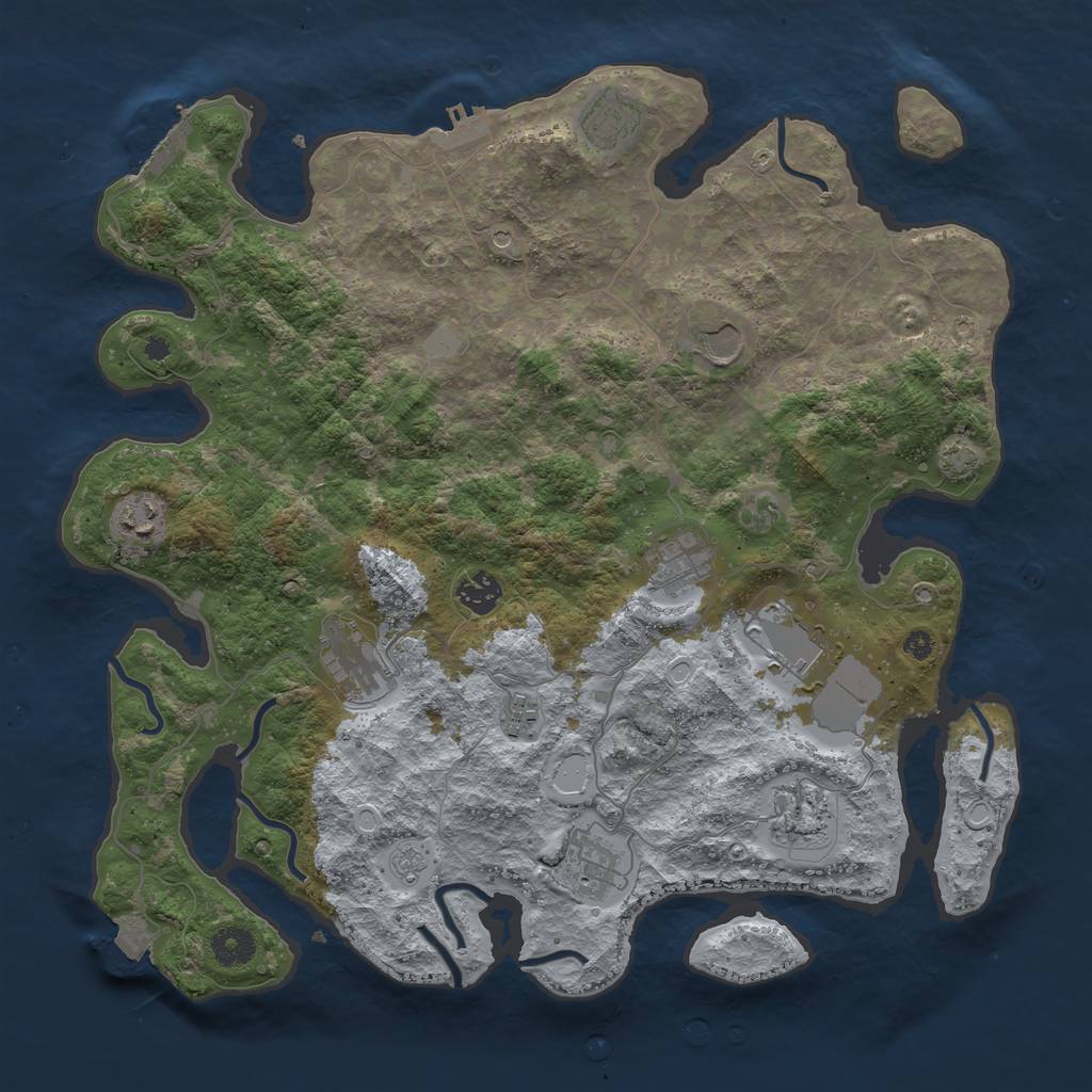 Rust Map: Procedural Map, Size: 3900, Seed: 77899636, 18 Monuments